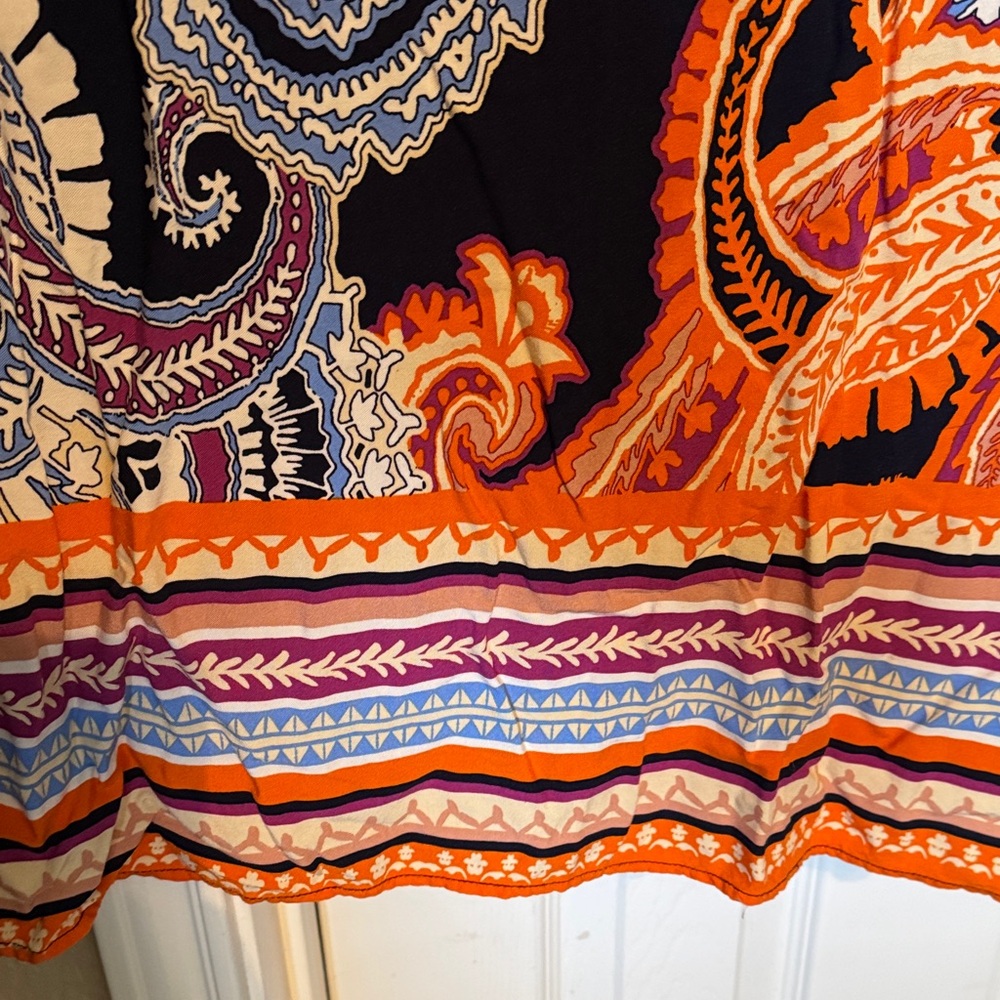 NWT MSK Paisley Halter Maxi Dress with Orange Accents - Picture 2 of 7